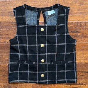 Abercrombie Kids Plaid Sleeveless Square neck Vest with Gold Buttons, size 7/8